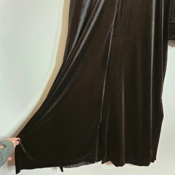 Lauren Ralph Lauren Black Velour Zip Front Lounge Dress Size 1X Velvet Midi - Picture 10 of 13